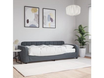 Multidom Denná posteľ s matracom tmavosivá 80x200 cm zamat