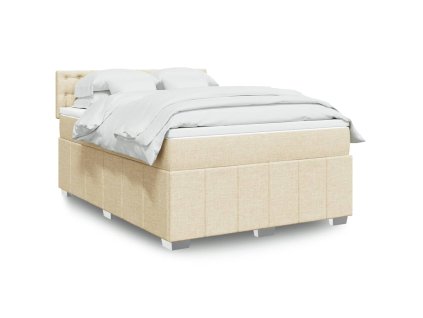 Multidom Posteľný rám boxspring s matracom krémový 160x200 cm látka