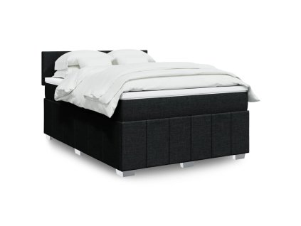 Multidom Posteľný rám boxspring s matracom čierny 160x200 cm látka