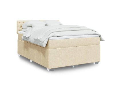 Multidom Posteľný rám boxspring s matracom krémový 160x200 cm látka