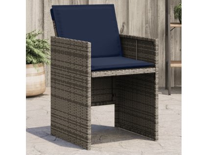 Multidom Záhradné stoličky s vankúšmi 4 ks sivé polyratanové