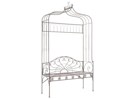 Multidom Záhradná lavička 122 cm, železo, starožitná, hnedá