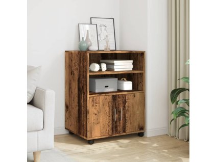Multidom Skrinka s kolieskami staré drevo 60x48x81 cm kompozitné drevo