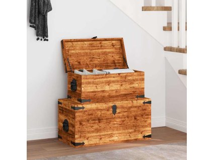 Multidom Súprava skladovacích truhlíc, 2 kusy, surové mangové drevo