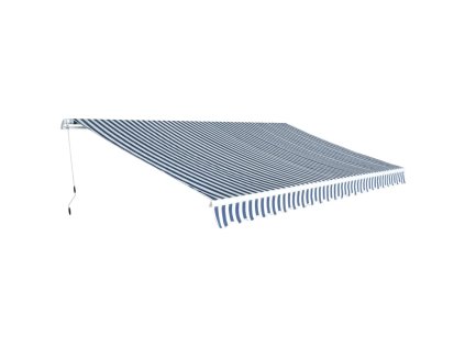 Multidom Skladacia markíza ručne zaťahovacia 500 cm modro/biela