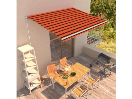Multidom Ručná zaťahovacia markíza 400x300 cm oranžová a krémová