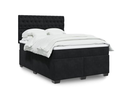 Multidom Posteľný rám boxspring s matracom čierny 140x190 cm zamat
