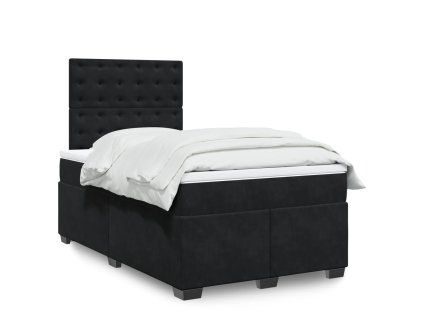 Multidom Posteľný rám boxspring s matracom čierny 120x200 cm zamat