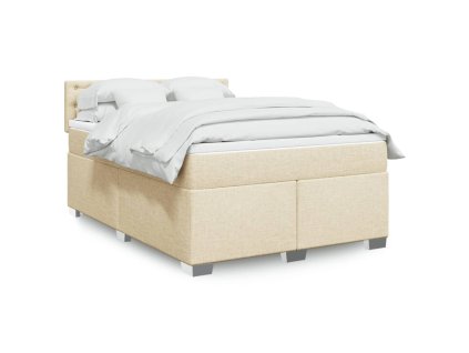 Multidom Posteľný rám boxspring s matracom krémový 160x200 cm látka