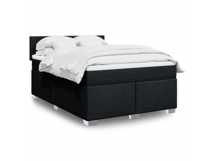 Multidom Posteľný rám boxspring s matracom čierny 160x200 cm látka