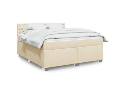 Multidom Posteľný rám boxspring s matracom krémový 180x200 cm látka