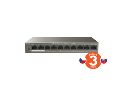 Tenda TEF1110P-8-63W 10xRJ45 Switch(8xPoE 802.3af/at 10/100Mbps + 2x Uplink),58W