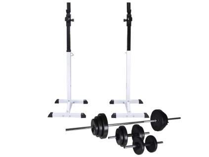 Multidom Stojan na drepy so sadou činiek barbell a dumbbell 30,5 kg