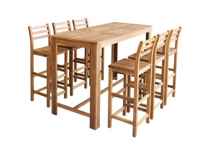 Multidom Súprava barového stola a stoličiek 7 ks, masívne akáciové drevo