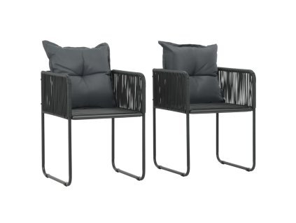 Multidom Vonkajšie stoličky 2 ks s vankúšmi, polyratan, čierne