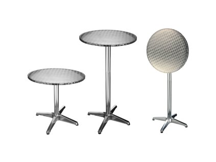HI Skladací bistro – barový stôl 60x60x (58-115) cm hliníkový okrúhly