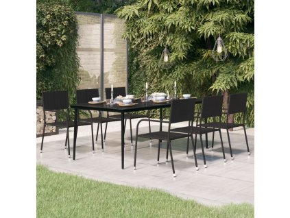 Multidom Záhradný jedálenský stôl čierny 200x100x74cm oceľ a sklo