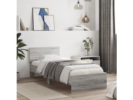Multidom Posteľný rám s čelom sivý sonoma 90x200 cm kompozitné drevo