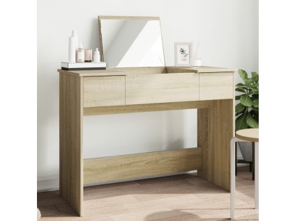 Multidom Toaletný stolík so zrkadlom dub sonoma 100x45x76 cm