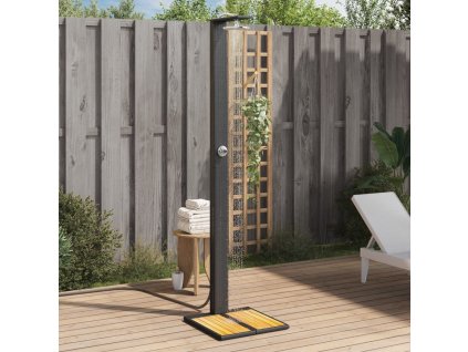 Multidom Vonkajšia sprcha čierna 50x55x224 cm polyratan a akácia