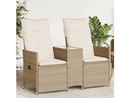 Multidom Sklápacia záhradná pohovka 2-miestna so stolom béžová polyratan