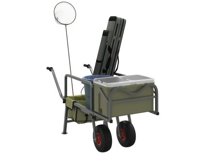 Multidom Rybársky vozík zelený s 2 kolieskami práškovaná oceľ