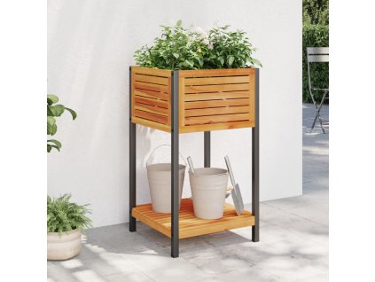 Multidom Záhradný kvetináč s policou 45x45x80 cm masívna akácia a oceľ