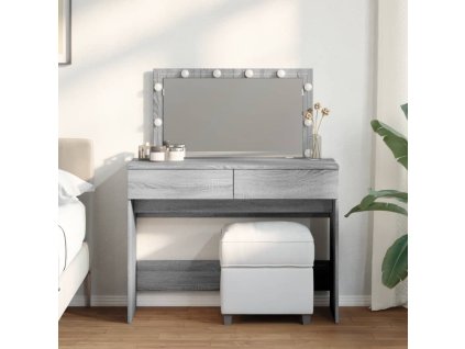 Multidom Toaletný stolík s LED sivý sonoma 100x40x120 cm