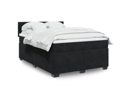 Multidom Posteľný rám boxspring s matracom čierny 160x200 cm zamat