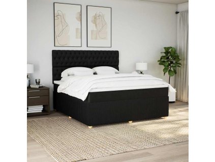 Multidom Posteľný rám boxspring s matracom čierny 180x200 cm látka