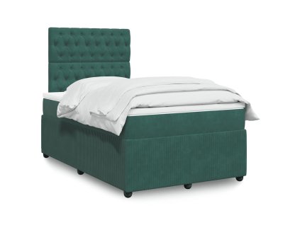 Multidom Posteľný rám boxsping s matracom tmavozelený 120x200 cm zamat