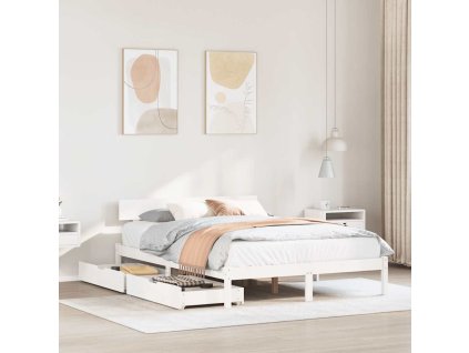 Multidom Posteľ bez matraca biely 150x200 cm masívna borovica