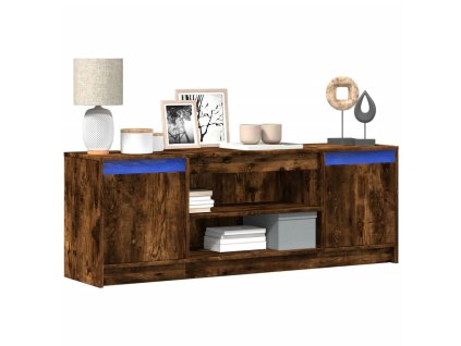 Multidom TV stolík s LED dymový dub 139,5x34x50 cm kompozitné drevo