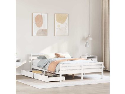 Multidom Posteľ bez matraca biely 135x190 cm masívna borovica