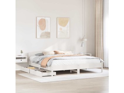 Multidom Posteľ bez matraca biela 200x200 cm masívna borovica