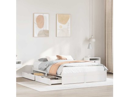 Multidom Posteľ bez matraca biely 150x200 cm masívna borovica