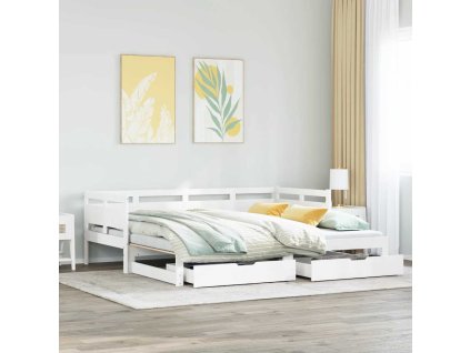 Multidom Rozkladacia denná posteľ s matracmi bez matraca biela 90x200 cm