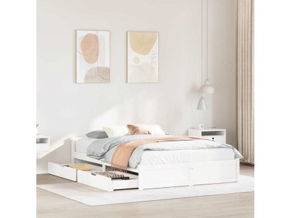 Multidom Posteľ bez matraca biela 140x200 cm masívna borovica