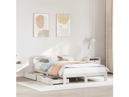 Multidom Posteľ bez matraca biely 150x200 cm masívna borovica