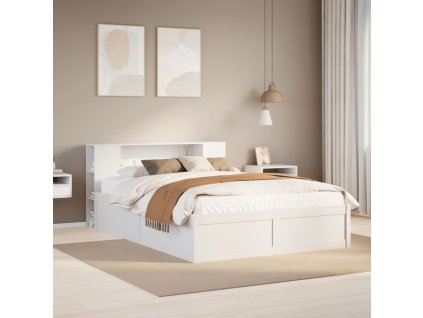 Multidom Posteľ bez matraca biela 140x190 cm masívna borovica