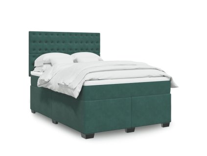 Multidom Posteľný rám boxsping s matracom tmavozelený 140x200 cm zamat