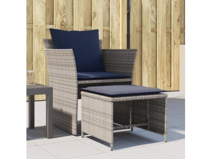 Multidom Záhradná stolička s podnožkou sivá polyratan