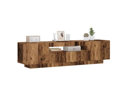 Multidom TV skrinka s LED staré drevo 160x35x40 cm kompozitné drevo