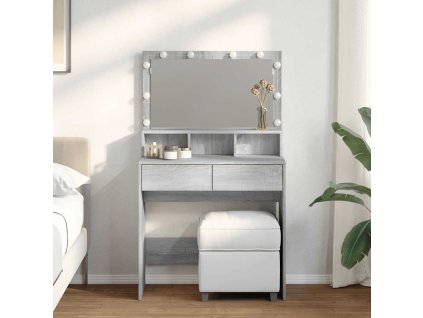 Multidom Toaletný stolík s LED sivý sonoma 80x41x134,5 cm