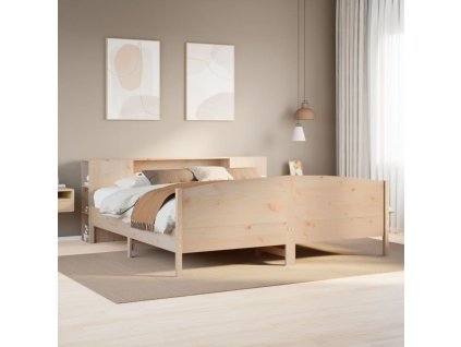 Multidom Posteľ s knižnicou bez matraca 180x200 cm borovicový masív