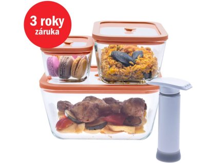 STATUS Viva 4-dielny set sklenených vákuových dóz 131200, lososová
