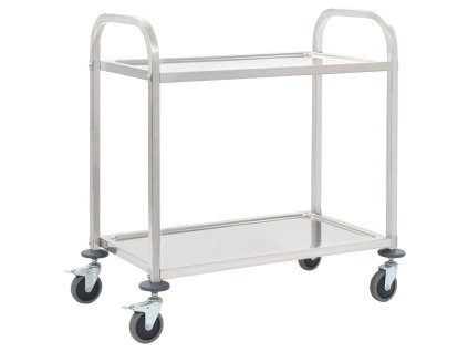 Multidom Servírovací vozík, 2 police 96,5x55x90 cm, nehrdzavejúca oceľ
