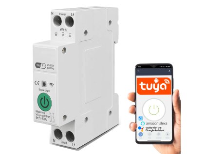 PRZEKAZNIK WiFi Z POMIAREM PRADU NA SZYNE 63A SMART LIFE TUYA WIFI SWITCH