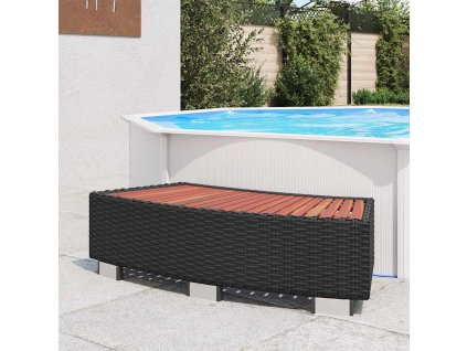 Multidom Schodík k vírivke, polyratan 92x45x25 cm, čierny