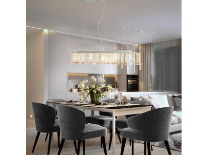 Multidom Stropná lampa s krištáľovými korálkami strieborná 104 cm E14